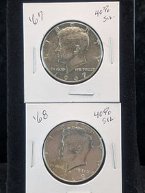 (2 Coins) 1967 & 1968-D Silver Kennedy Half Dollars - 40% Silver