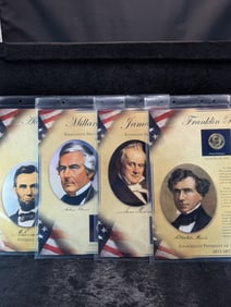 Franklin Pierce, James Buchanan, Millard Fillmore, & Abraham Lincoln Coin & Stamp Pages