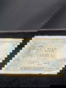 WW-II- 1939-Banque De France-Dix Francs- 10-Bank Note- VF-20?