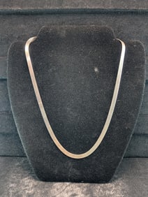 Sterling Silver 22" Herringbone Necklace Marked 925 Milor, Made In Italy. Weighs 0.52 Toz (16.2