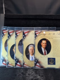George H. W. Bush, Barack Obama, George W. Bush, & Donald Trump Coin & Stamp Pages