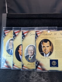 Richard M. Nixon, Jimmy Carter, Gerald R. Ford, & Ronald Reagan Coin & Stamp Pages