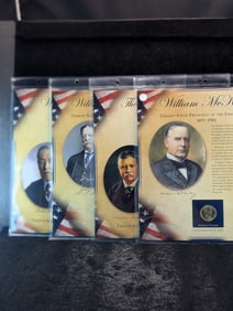 William McKinley, William Howard Taft, Theodore Roosevelt, & Woodrow Wilson Coin & Stamp Pages