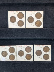 (5) Sets 1918 P, D, S Lincoln Wheat Cents