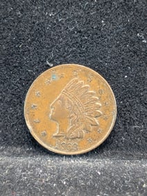 1863 Merchant Civil War Token. OBV: Indian Chief Head. REV: "John P. Gruber, 178 Chatam Sq.".