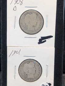 1901 P and 1908 D Barber Quarters