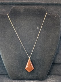 10" Vintage Necklace with Brown Gemstone