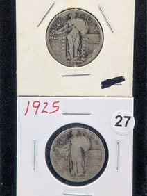 1925 P and 1927 P Standing Liberty Quarters