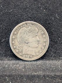 1914-S Key Date Liberty Head Barber Quarter. Readable Liberty. Rare This Grade.