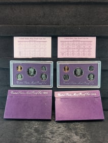 (2 Sets) 1992-S & 1993-S Proof Sets In OGP w/COA