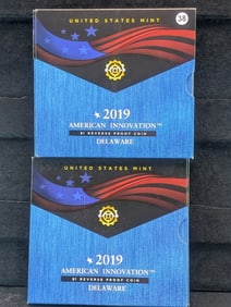 (2) 2019-S American Innovations $1 Reverse Proof Coin Delaware