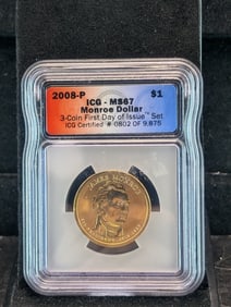 ?1-ICG 2008-S-MS-67-Monroe Dollar??