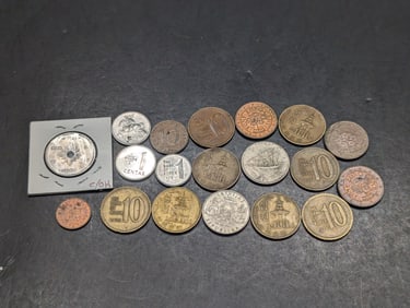 19-World Coins, (Laos-Latvia-Kuwait & Korea), Some AU-Unc!