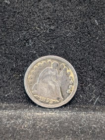 1853 United States Seated Liberty Half-Dime. Rare Vintage Type Coin.