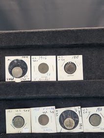 Seven Liberty V Nickels. Assorted Dates.