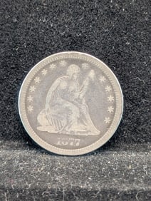1877-CC United States Seated Liberty Quarter. Rare Elusive Carson City Mint.
