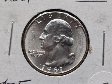 1961 "Slight Rotation" 90% "Silver" Proof Washington Qtr.