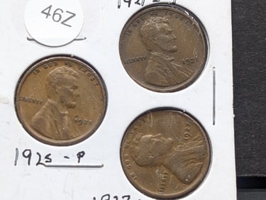 1921-P, 1925-P, 1927-P Lincoln Wheat cents