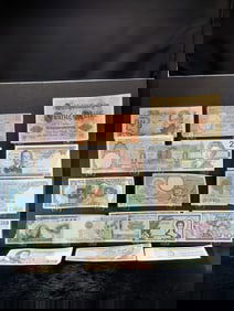 Assortment Of 18 Different Banknotes From 18 Different Countries.