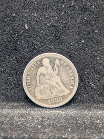 1883 United States Seated Liberty Dime. Vintage Type Coin.