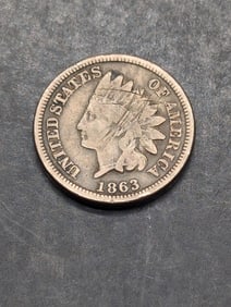 1863 (Civil War Era-Nice Details) Indian Head Penny, 119 Years Old!