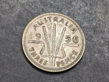 1956 (50% Silver-Good Details) Australian Kangaroo, Three Pence, 69 Years old!