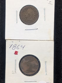 (2) 1864 Indian Head Pennies