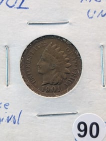 1901 Indian Head Penny Liberty with Diamonds