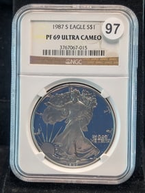 1987 S American Silver Eagle Proof 69 Ultra Cameo