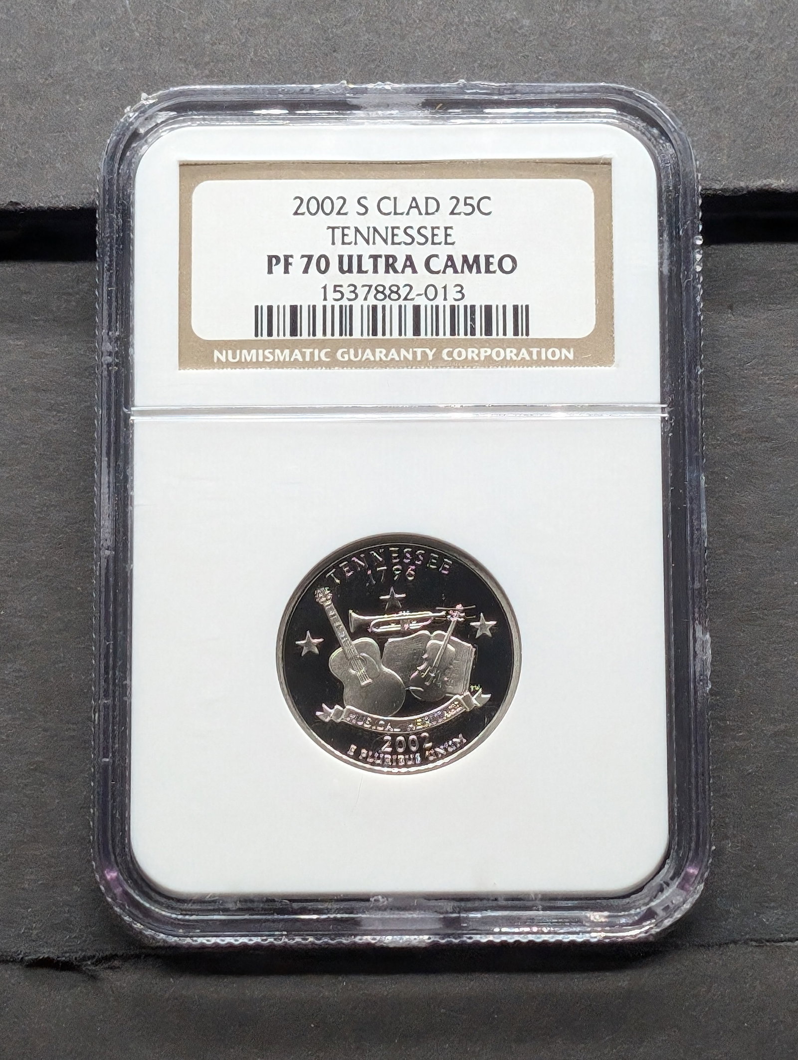 2002-S Proof 70 Ultra Cameo NGC Tennessee Clad Washington Statehood Quarter - TOP POP! Tough: 2002-S Proof 70 Ultra Cameo NGC Tennessee Clad Washington Statehood Quarter - TOP POP! Tough Grade!1796 Musical Heritage