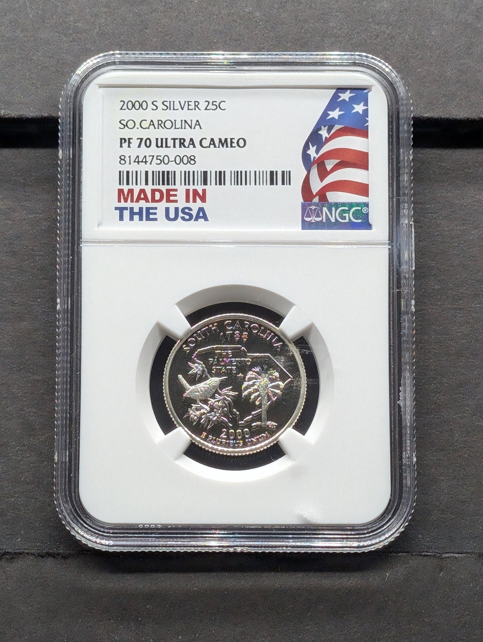 2000-S 90% Silver Proof 70 Ultra Cameo NGC South Carolina Washington Statehood Quarter, TOP POP!: 2000-S 90% Silver Proof 70 Ultra Cameo NGC South Carolina Washington Statehood Quarter, TOP POP! 1788 The Palmetto State