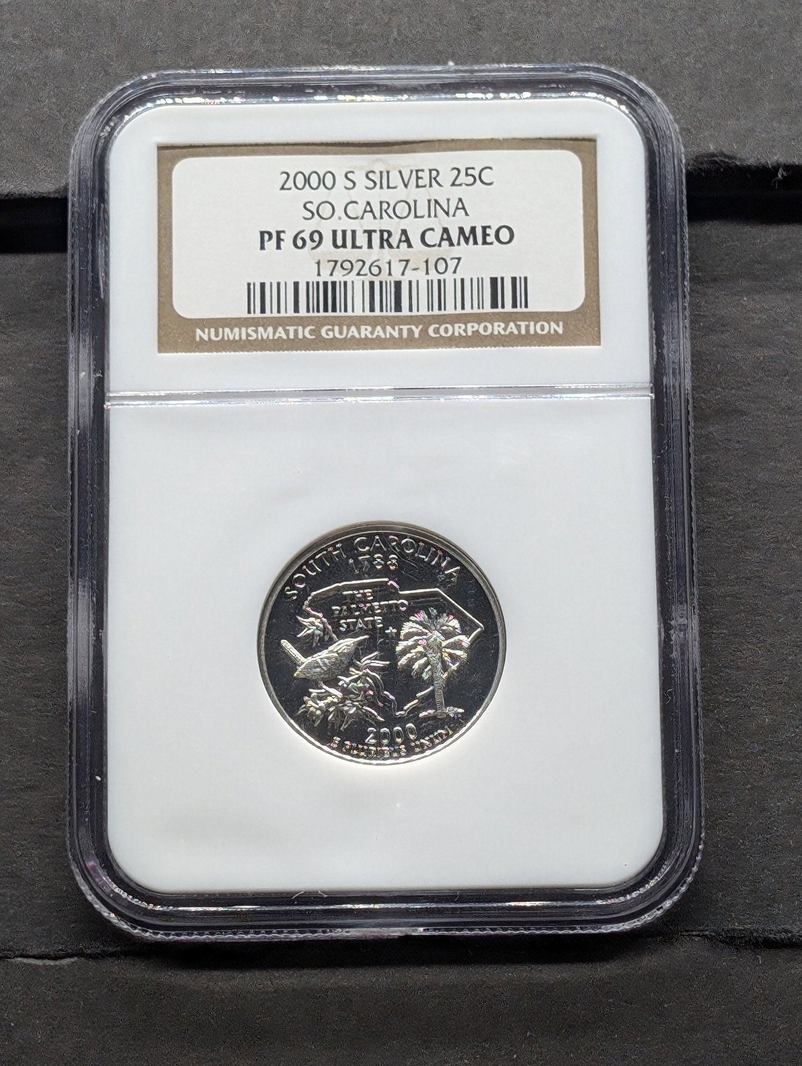 2000-S 90% Silver Proof 69 Ultra Cameo NGC South Carolina Washington Statehood Quarter, TOP POP!: 2000-S 90% Silver Proof 69 Ultra Cameo NGC South Carolina Washington Statehood Quarter, TOP POP! 1788 The Palmetto State