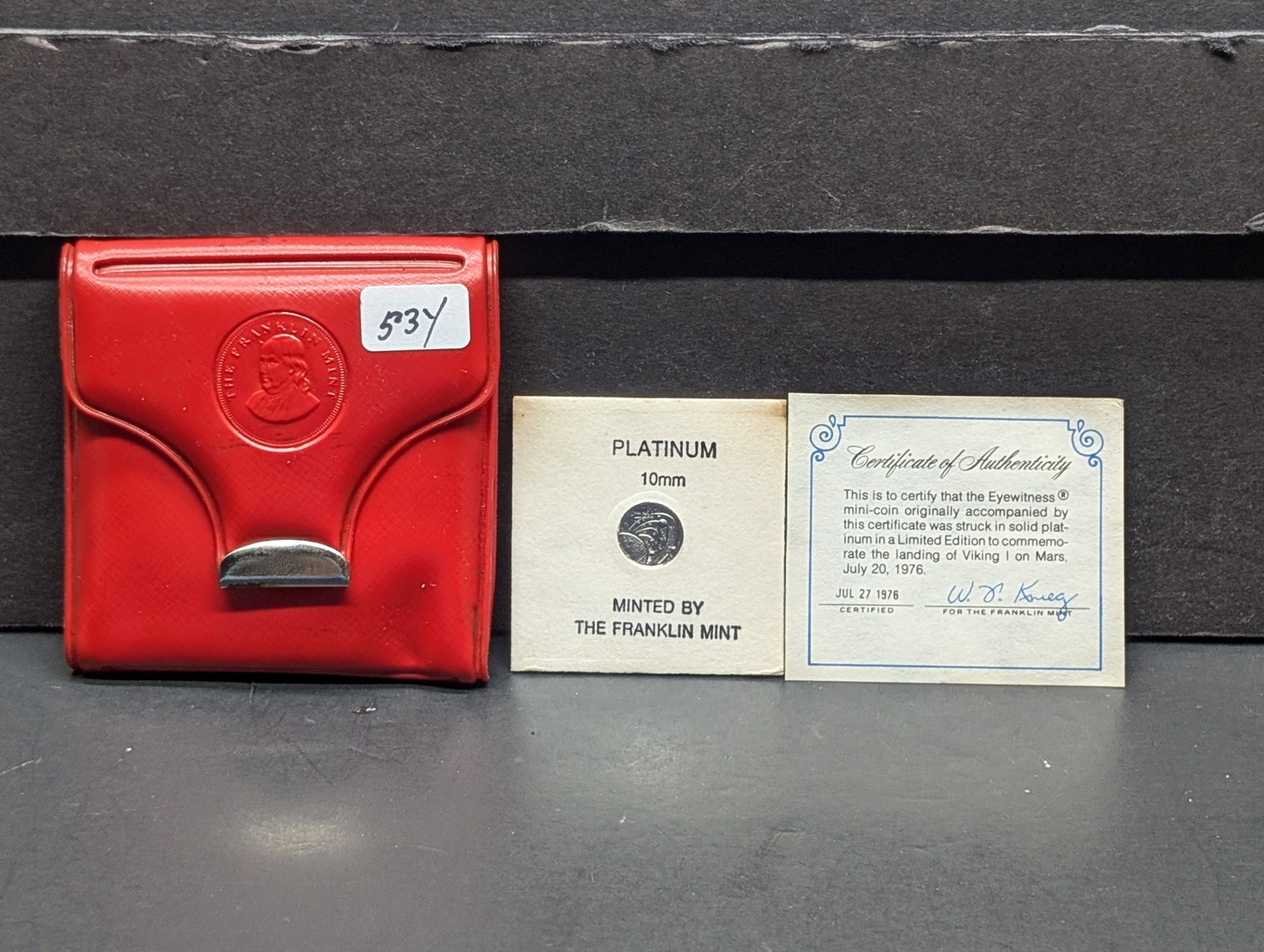 1976 Mission to Mars Platinum Medal - 1.3 grams .999: 1976 Mission to Mars Platinum Medal - 1.3 grams .999