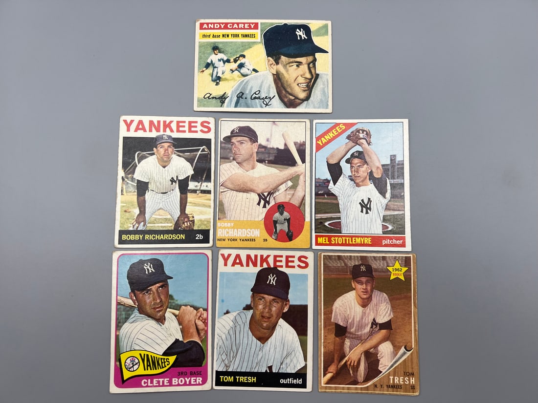 Lot of (7) 1950s & 60s New York Yankees Baseball Cards - Varying Conditions (1 of 2)