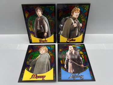 Lot of (4) 2006 Topps Lord of The Rings Evolution Stained Glass Insert Cards
