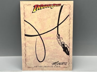 2008 Topps Heritage Indiana Jones Hand Drawn Artist Sketch Card #1/1 - Indy's Whip - One of One!