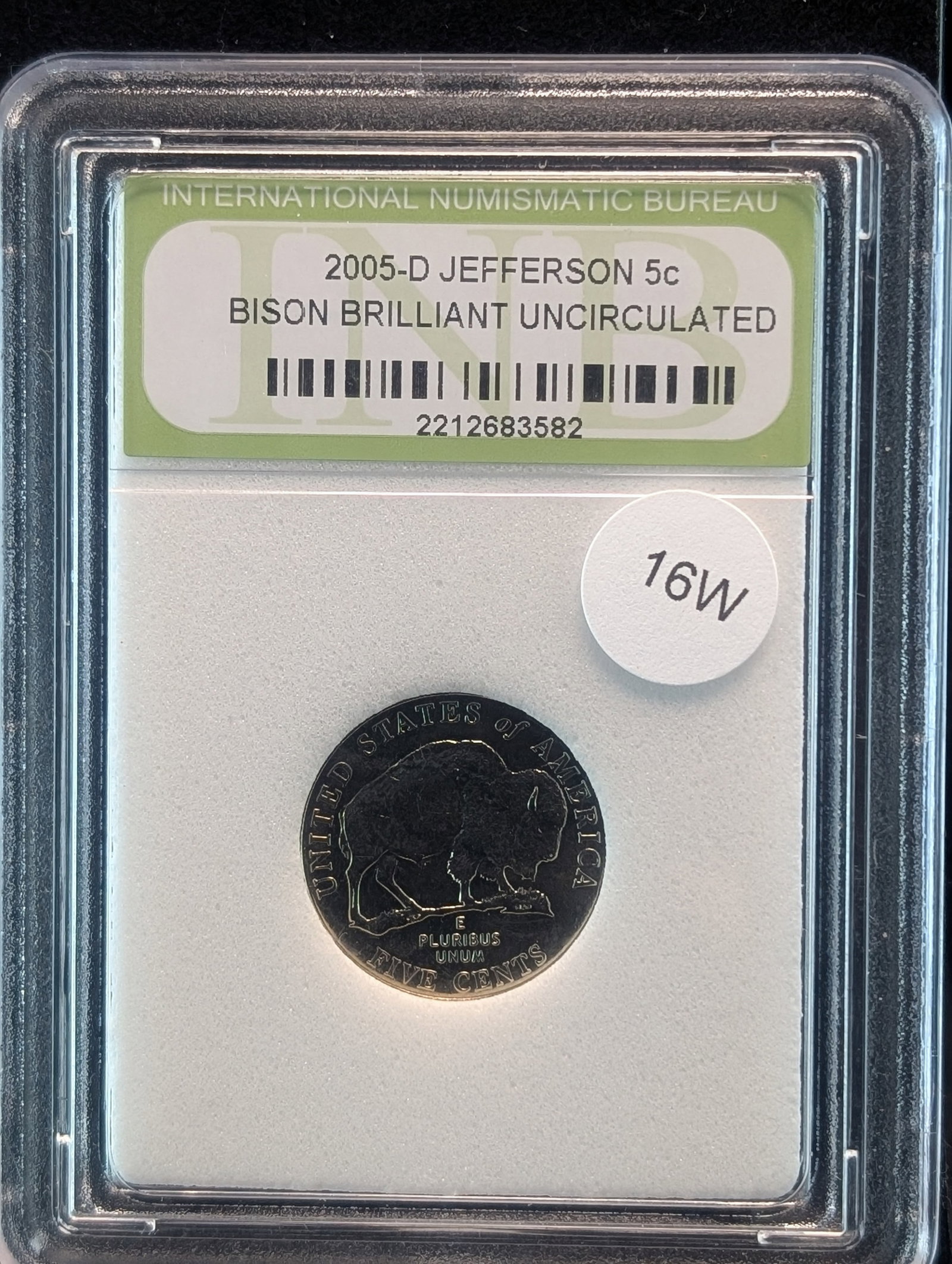 2005-D Jefferson 5C - Bison Brilliant UNC Slabbed: 2005-D Jefferson 5C - Bison Brilliant UNC Slabbed