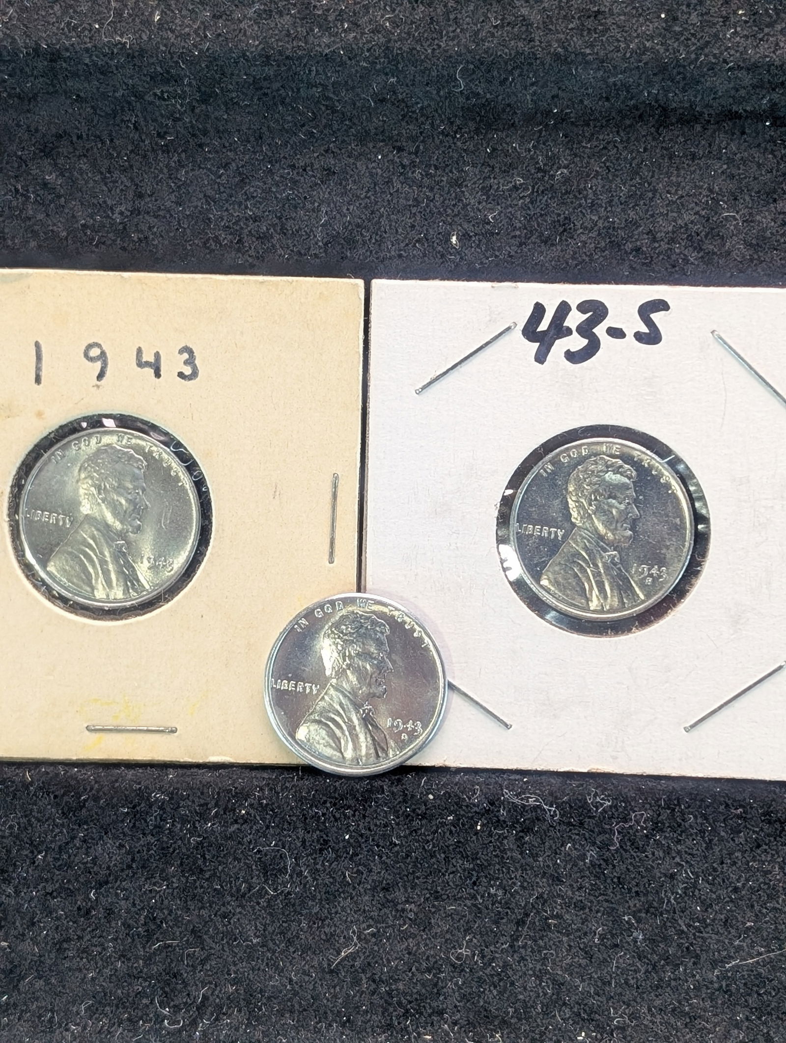 1943-P, 1943-D, + 1943-S Lincoln Cent Set. Nice UNC. (1 of 2)