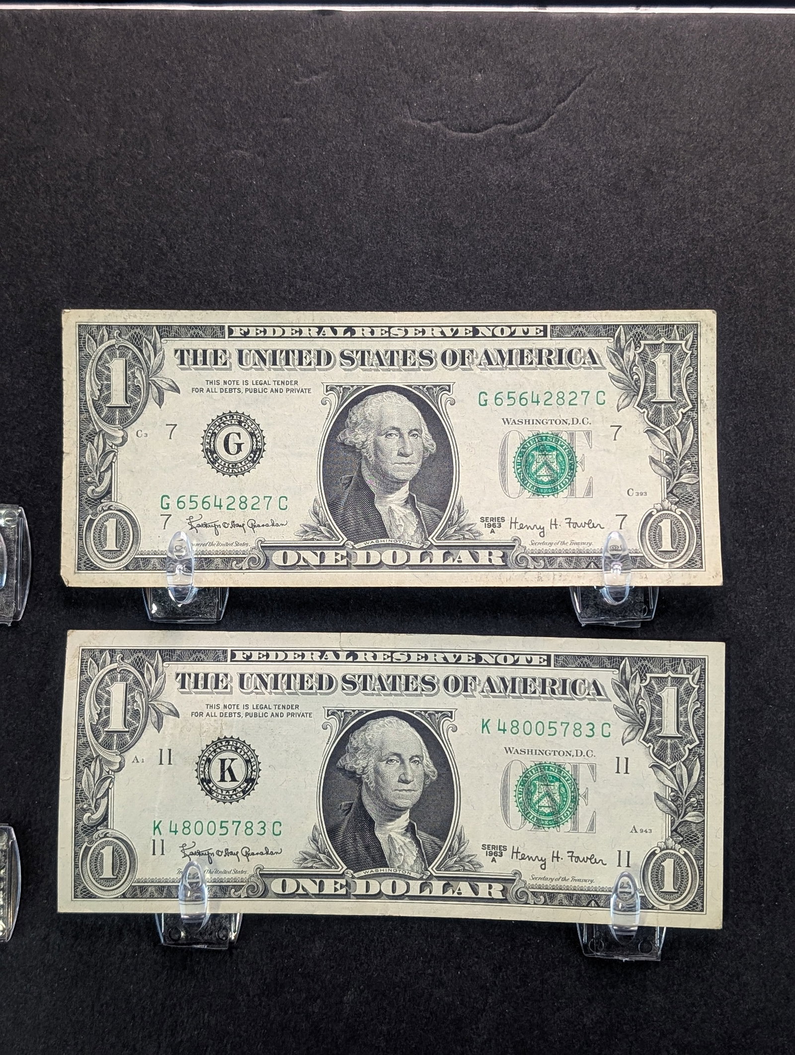 (2) 1963-A One Dollar Federal Reserve Notes: (2) 1963-A One Dollar Federal Reserve Notes