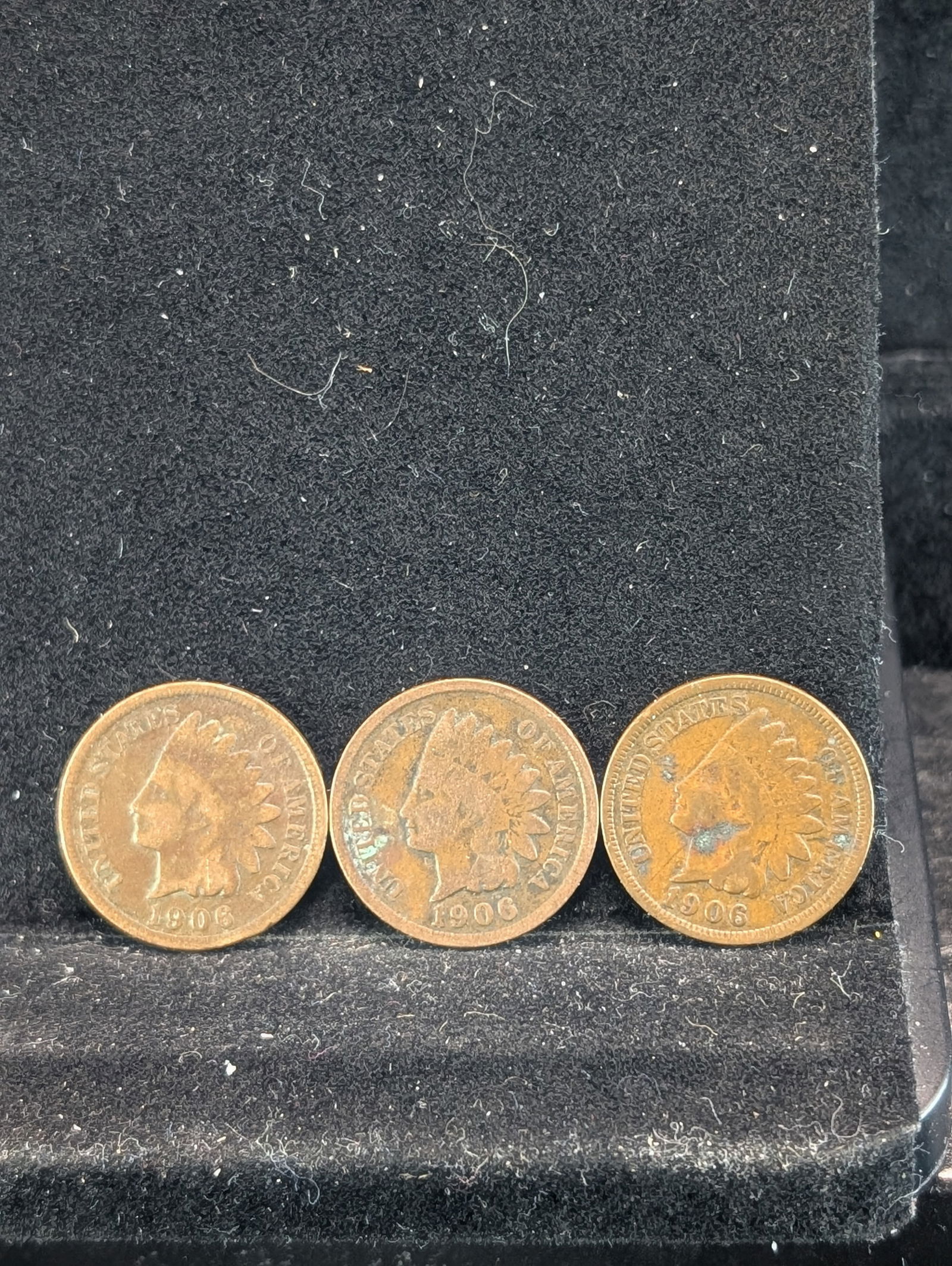 3-1906 Great Feathers Indian Head Pennies, 119 Years Old (1 of 2)