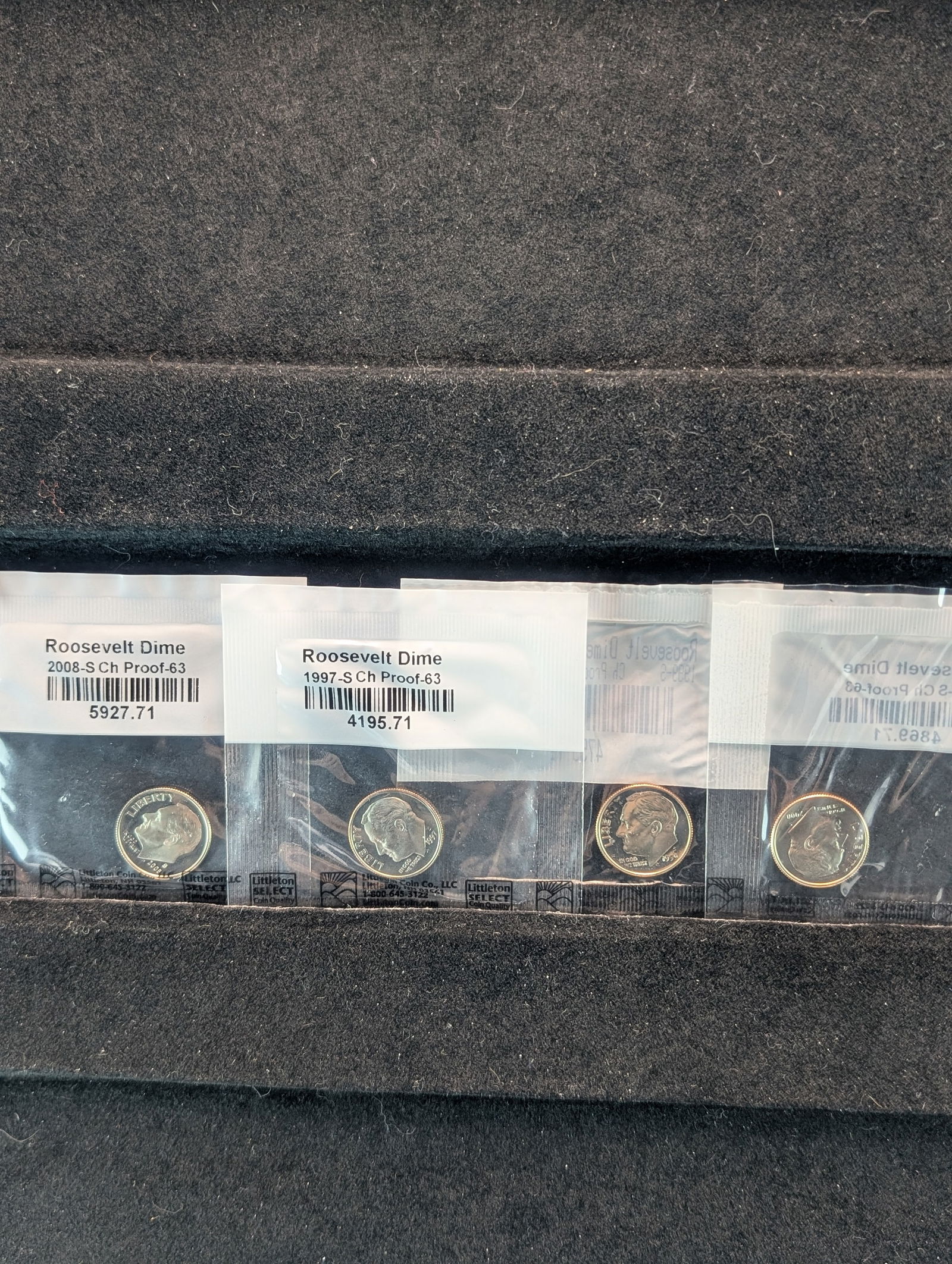 Lot of 4 Roosevelt Dimes - Proof - Littleton Coin Pkg (2000-S; 1999-S; 1997-S; 2008-S) (1 of 4)
