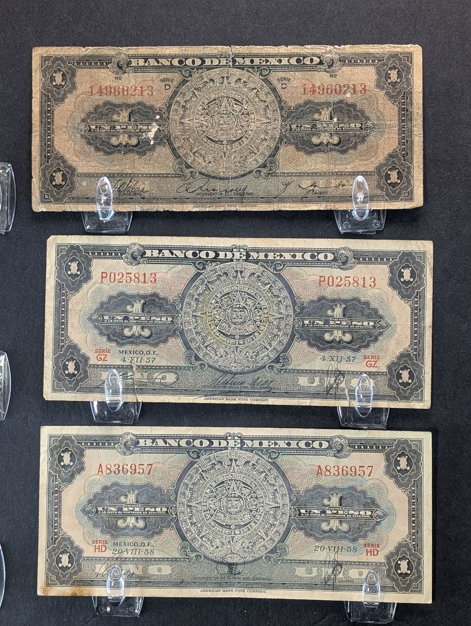 (3) Mexico One Peso Notes - 1936-43 Note, 1957 Note, & 1958 Note (1 of 2)
