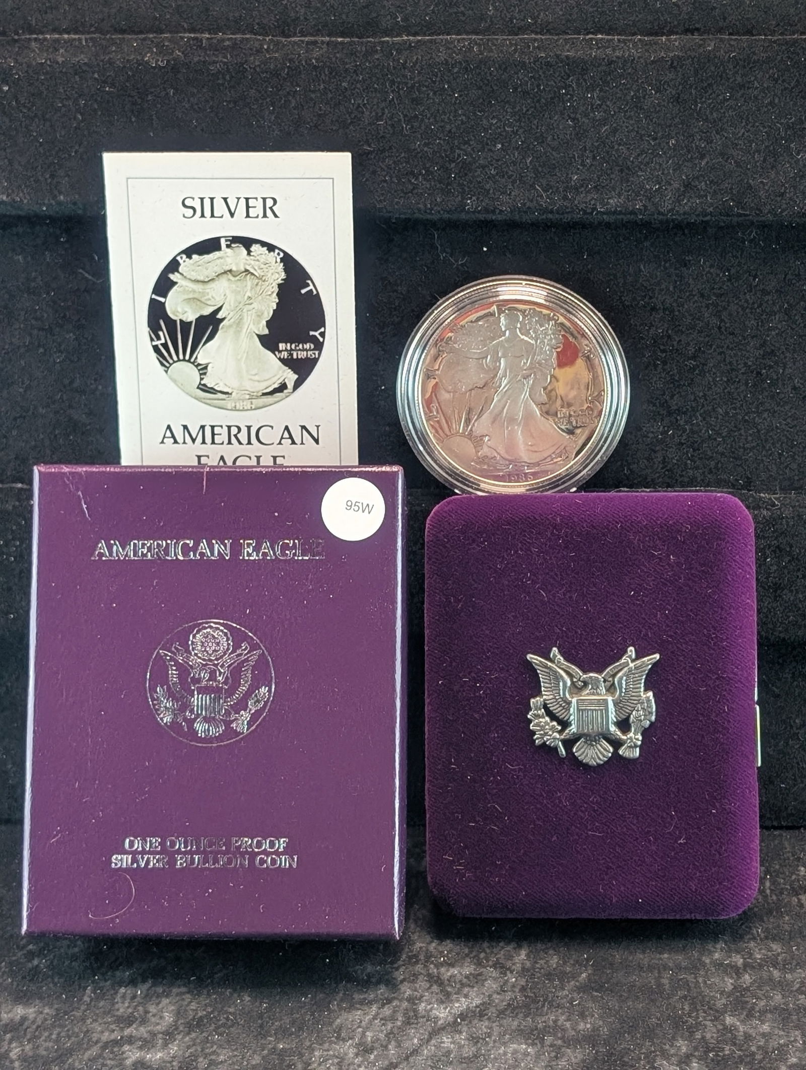 1986-S Proof American Silver Eagle .999 Fine Siler One Troy Ounce in OGB and COA (1 of 4)
