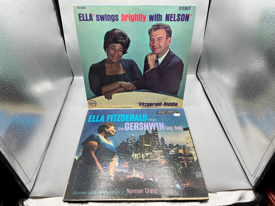 1962 Ella Fitzgerald/Nelson Riddle Ella Swings Brightly With Nelson & 1959 Ella Fitzgerald Sings The: 1962 Ella Fitzgerald/Nelson Riddle Ella Swings Brightly With Nelson & 1959 Ella Fitzgerald Sings The Gershwin Song Book Volume 1 - V6-4054 & MG V-4013 - Records have not been tested by the auction hou