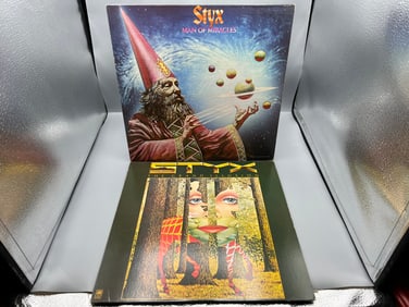 1979 Styx Man of Miracles Reissue & 1977 Styx The Grand Illusion Vinyl Albums - AFL1-3115 & SP-4637