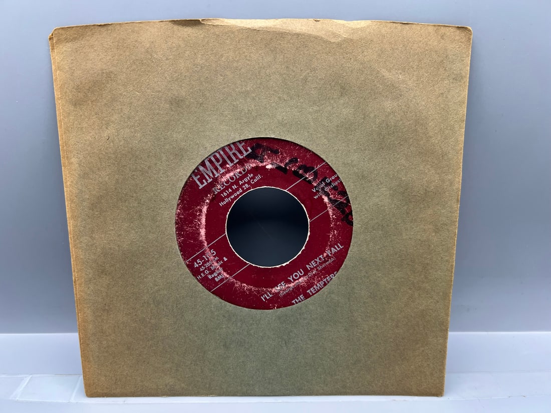 1956 The Tempters I'll See You Next Fall/I'm Sorry Now 45 RPM Record - 45-105: 1956 The Tempters I'll See You Next Fall/I'm Sorry Now 45 RPM Record - 45-105 - Records have not been tested by the auction house for play quality. All items are sold as is.