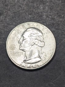 **AU/UNC** 1944 Washington Silver Quarter