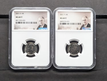 2021-P&D Roosevelt Dime - NGC MS68 FT (2 PCS)