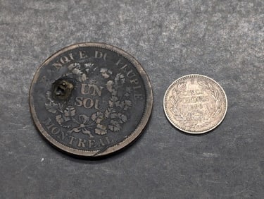 (1837) Lower Canada Breton-715 (Holed) & 1896 Chile 5 Silver Centavos