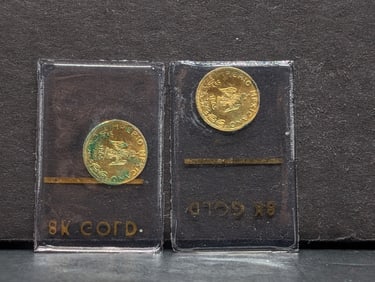 1865 Mexico Miniature 8K GOLD Maximiliano Coins (2 Pcs)